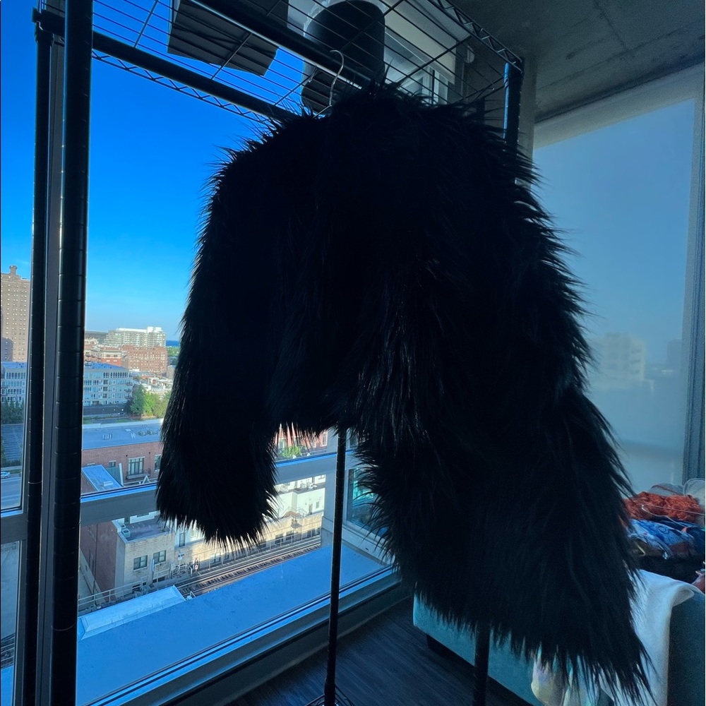 Black rock star faux fur Shaw